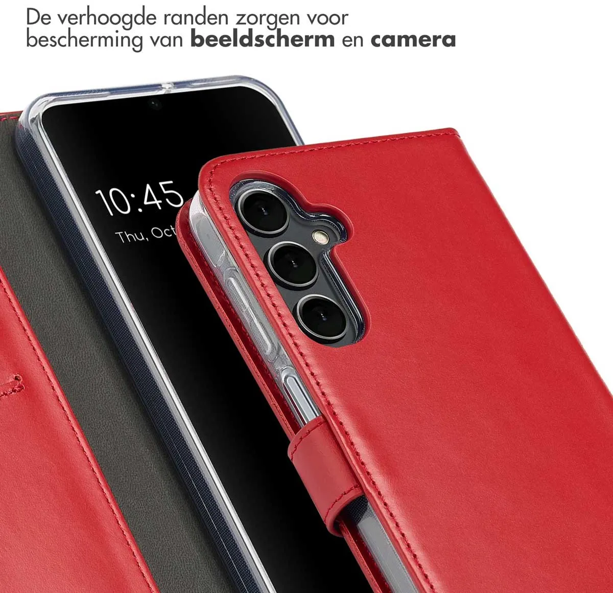 Selencia Hoesje Samsung Galaxy A16 - Echt Lederen Bookcase Rood