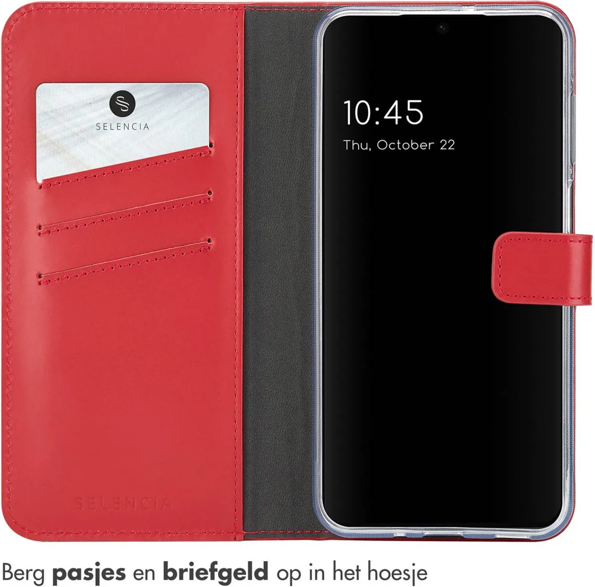 Selencia Hoesje Samsung Galaxy A16 - Echt Lederen Bookcase Rood