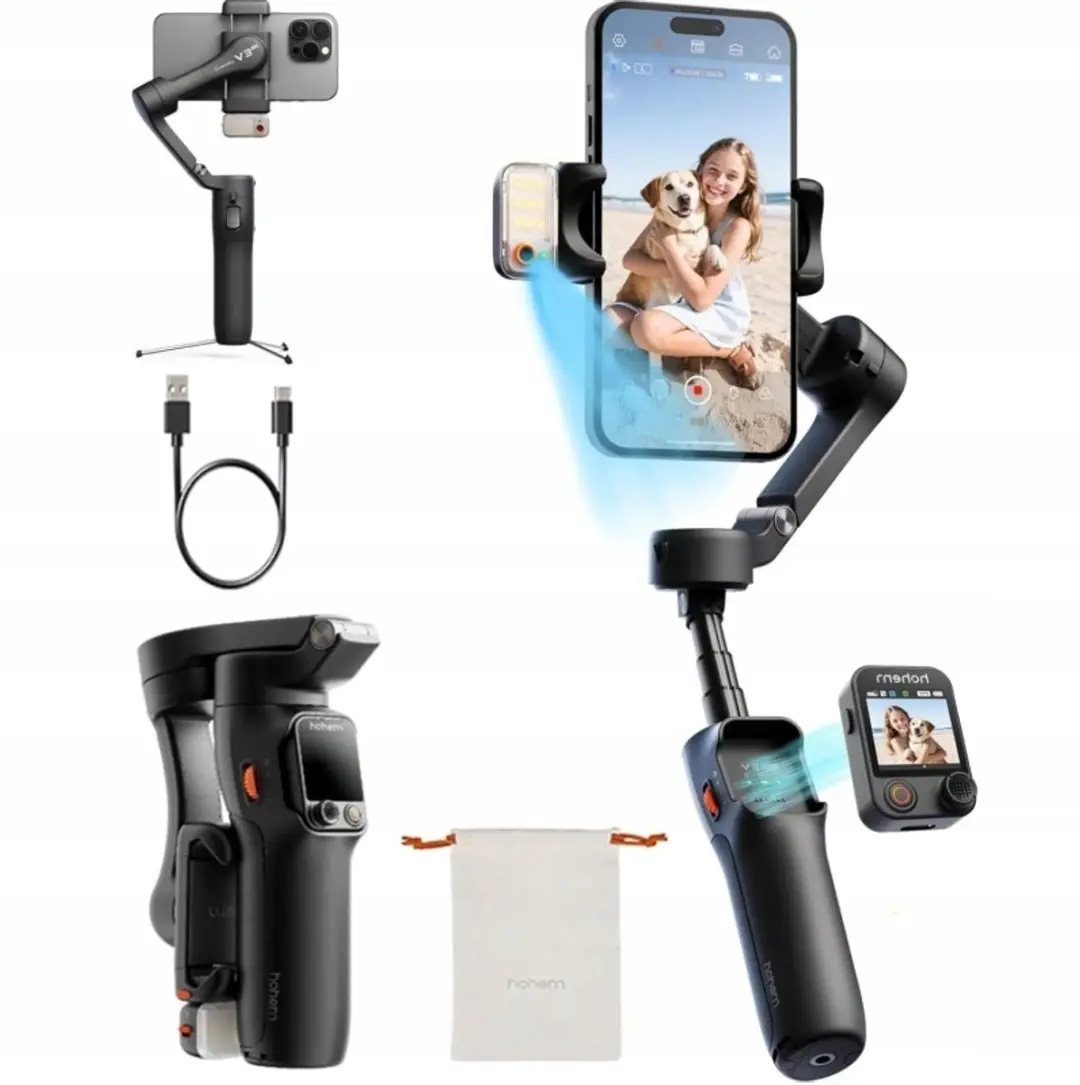 Hohem iSteady V3 ULTRA Gimbal - AI LED Lamp & Afstandsbediening - Zwart