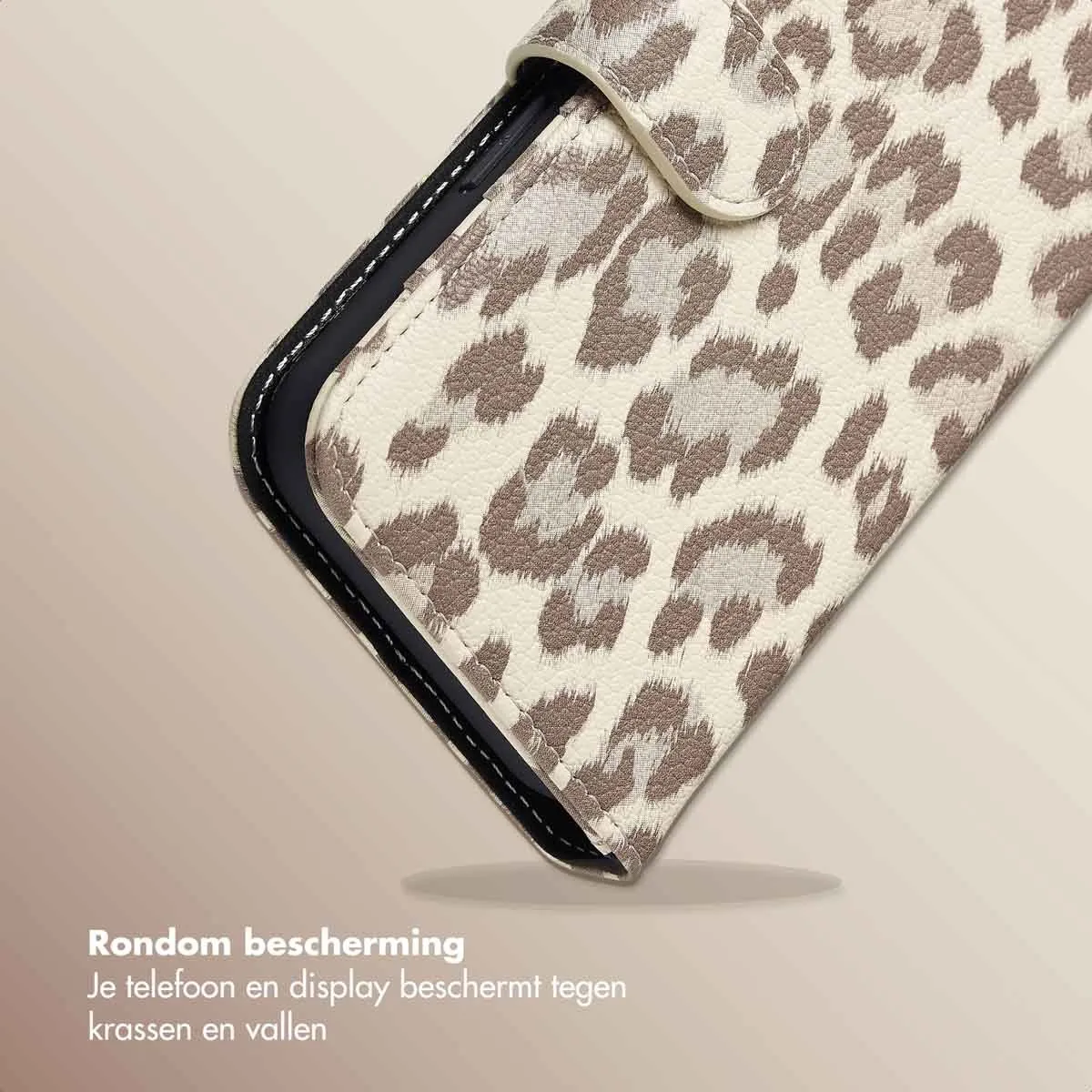 Selencia Hoesje iPhone 13/14 Sabi Bookcase - 3 Pasjes - Beige
