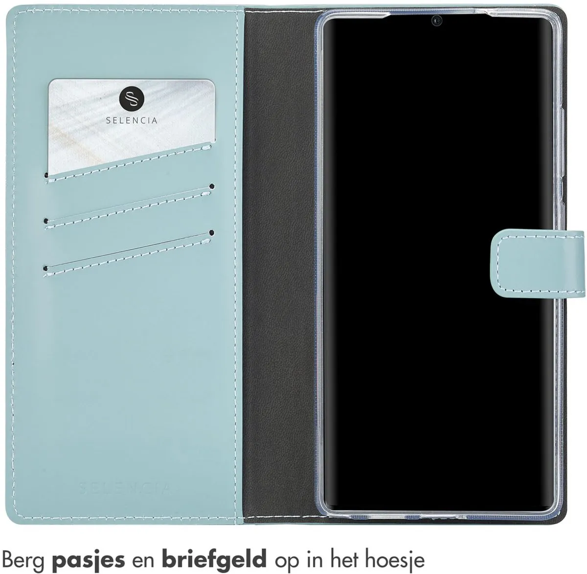 Selencia Hoesje Samsung Galaxy S25 Ultra - Echt Lederen Bookcase Lichtblauw