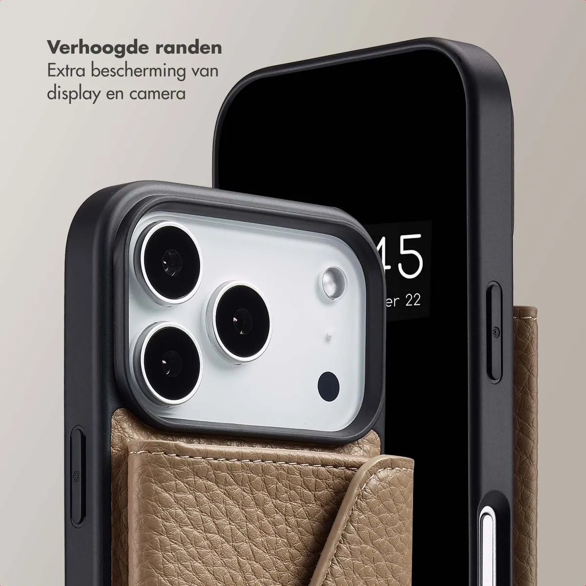 Selencia Koordhoes iPhone 17 Pro - 3 Pasjes - Taupe