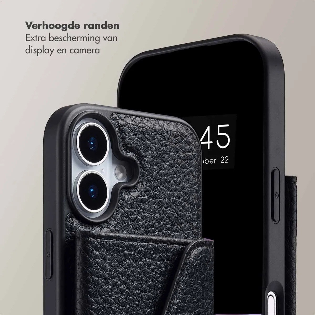 Selencia Hoesje iPhone 17 - Koordhoes met pashouder - Zwart
