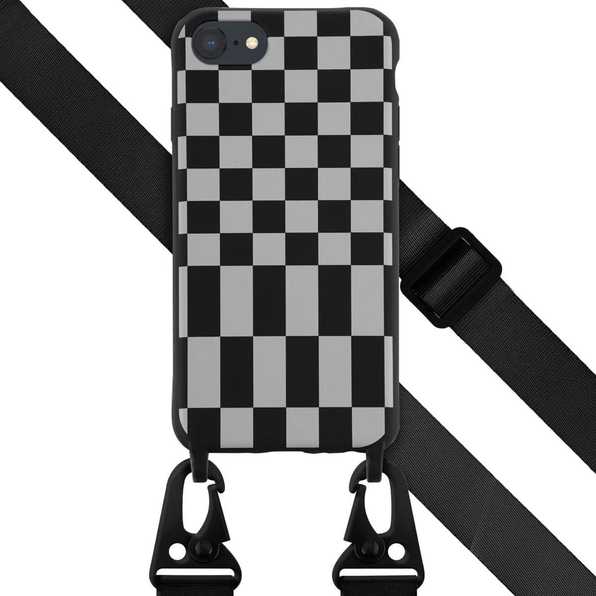 Selencia Hoesje iPhone SE/8/7 - Irregular Check Black
