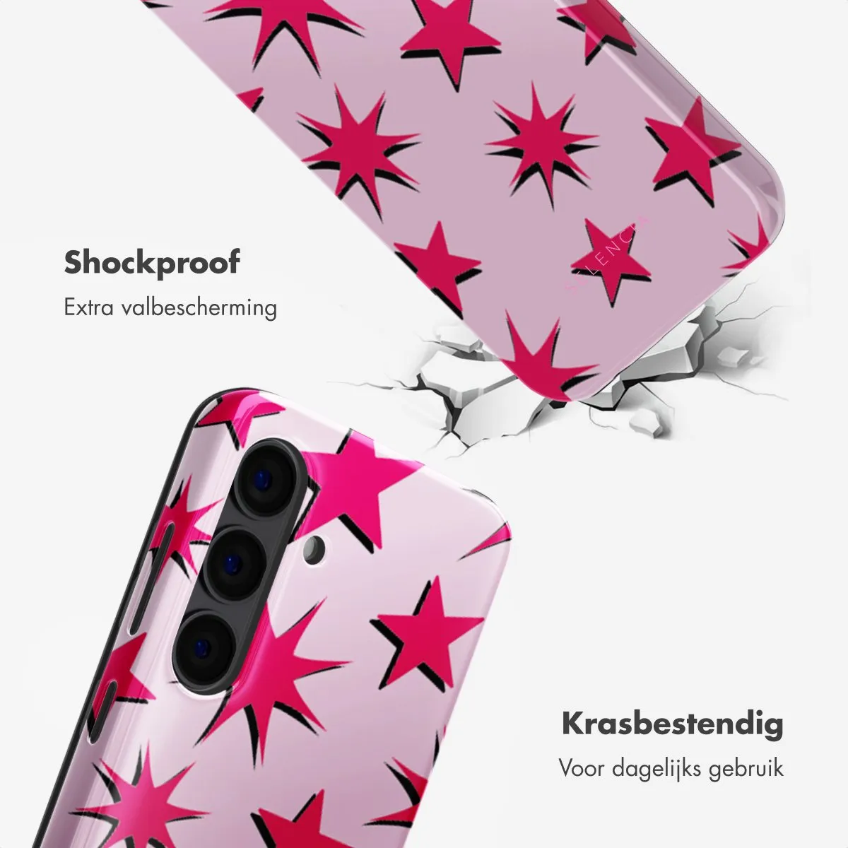 Selencia Hoesje Samsung Galaxy S24 Stars Rubine Red Light Pink