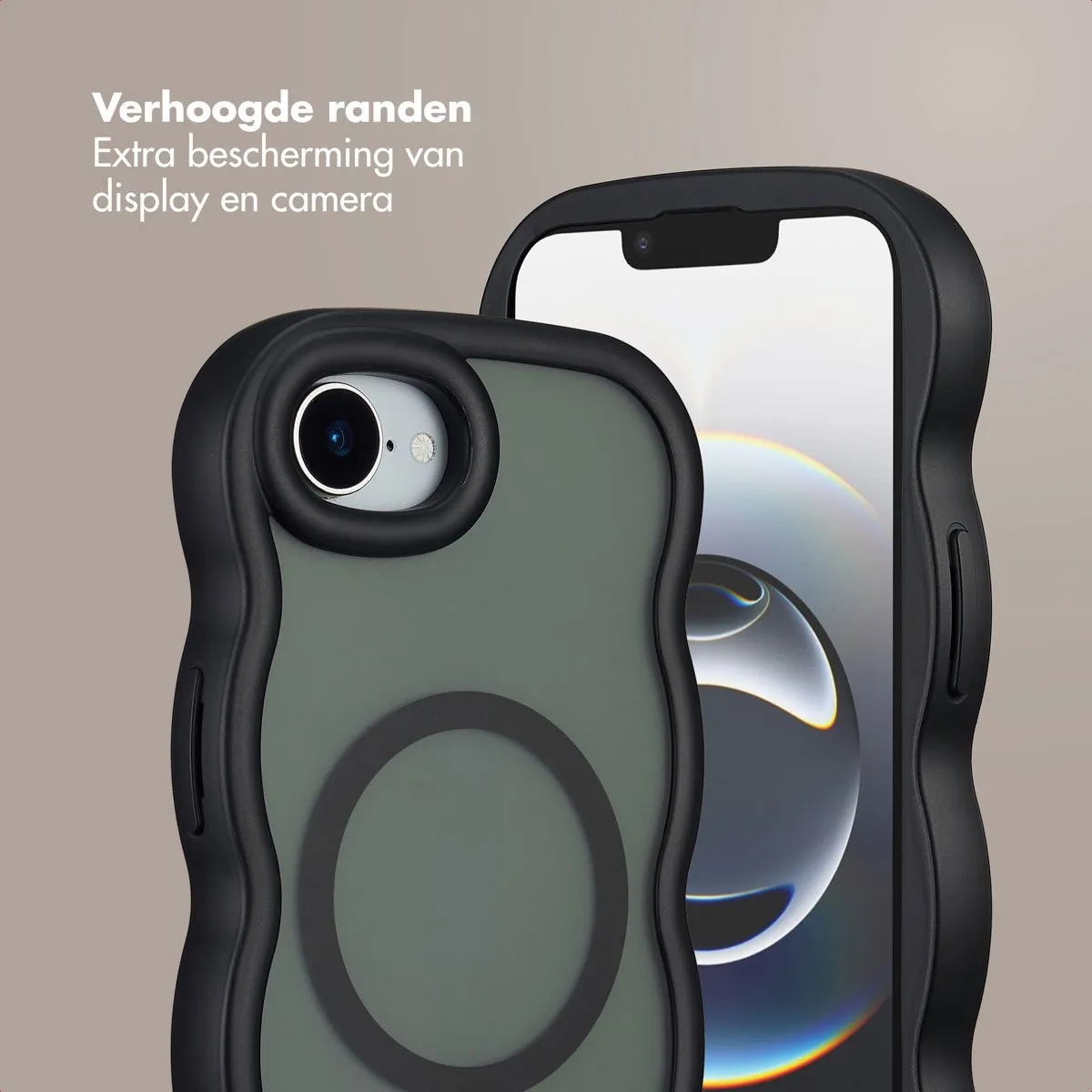 Selencia Wavy Case iPhone 16e - Zwart