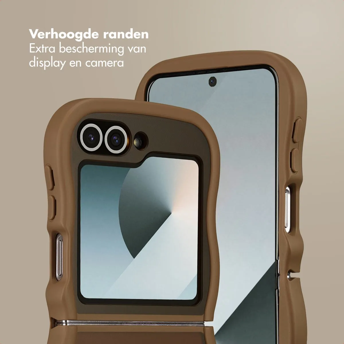 Selencia Wavy Case Samsung Galaxy Z Flip 6/7 FE - Mocha Brown