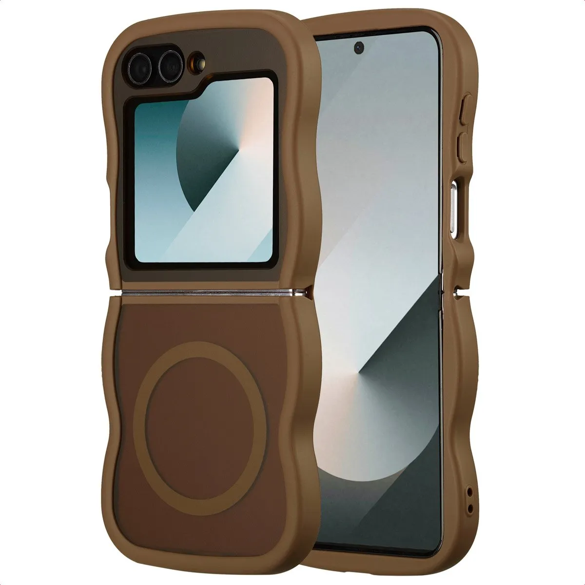 Selencia Wavy Case Samsung Galaxy Z Flip 6/7 FE - Mocha Brown