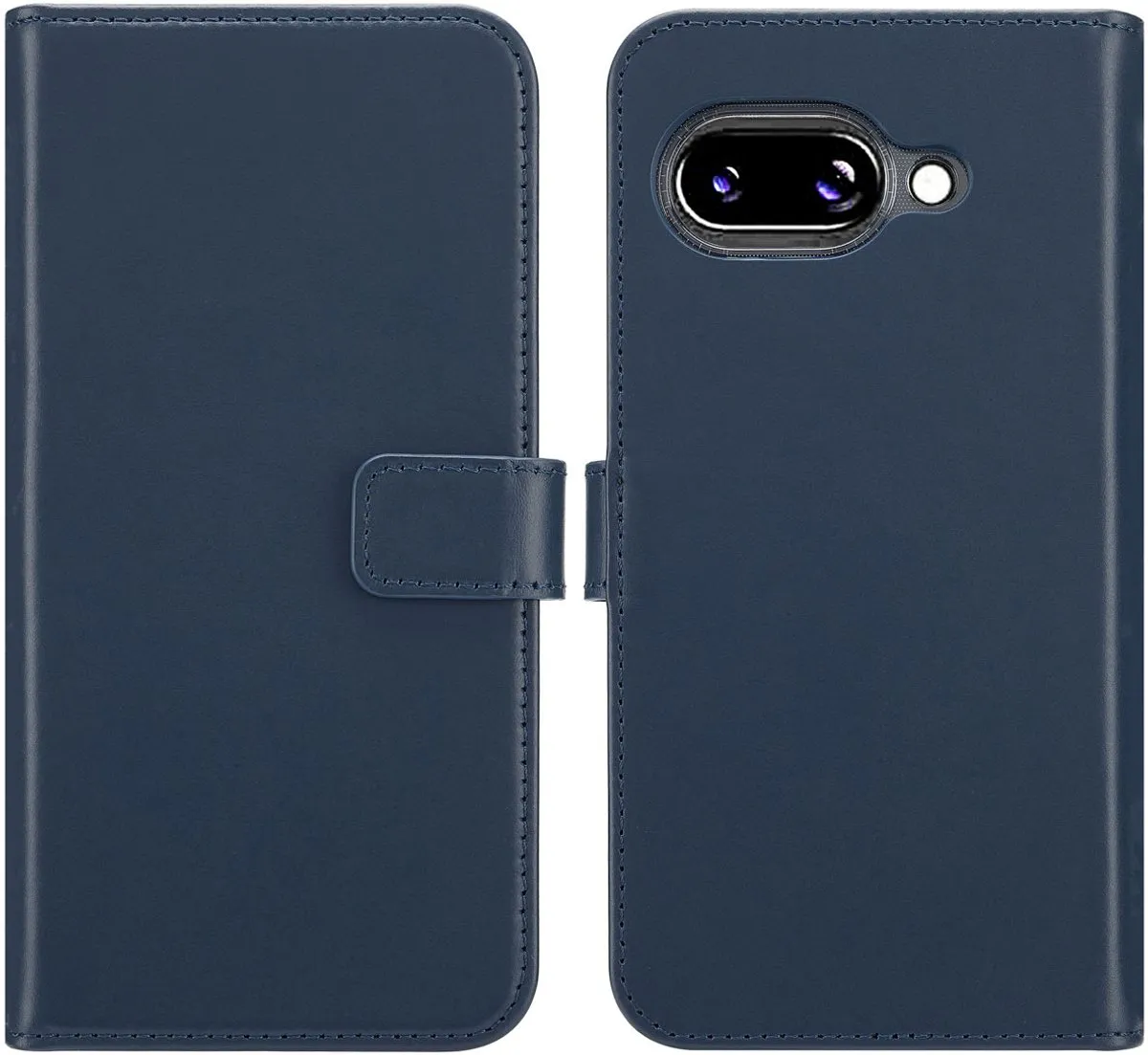 Selencia Hoesje Google Pixel 9a - Echt Lederen Bookcase 3 Stuks - Blauw