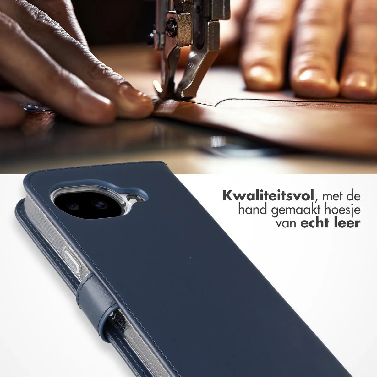 Selencia Hoesje Google Pixel 10a - Donkerblauw Lederen Bookcase
