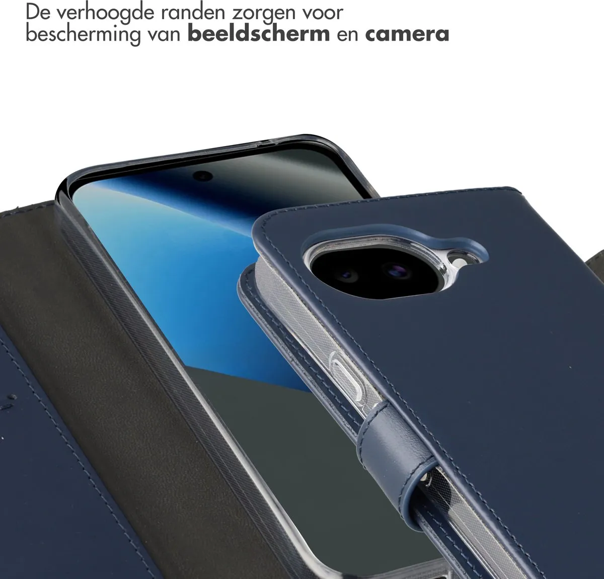 Selencia Hoesje Google Pixel 10a - Donkerblauw Lederen Bookcase