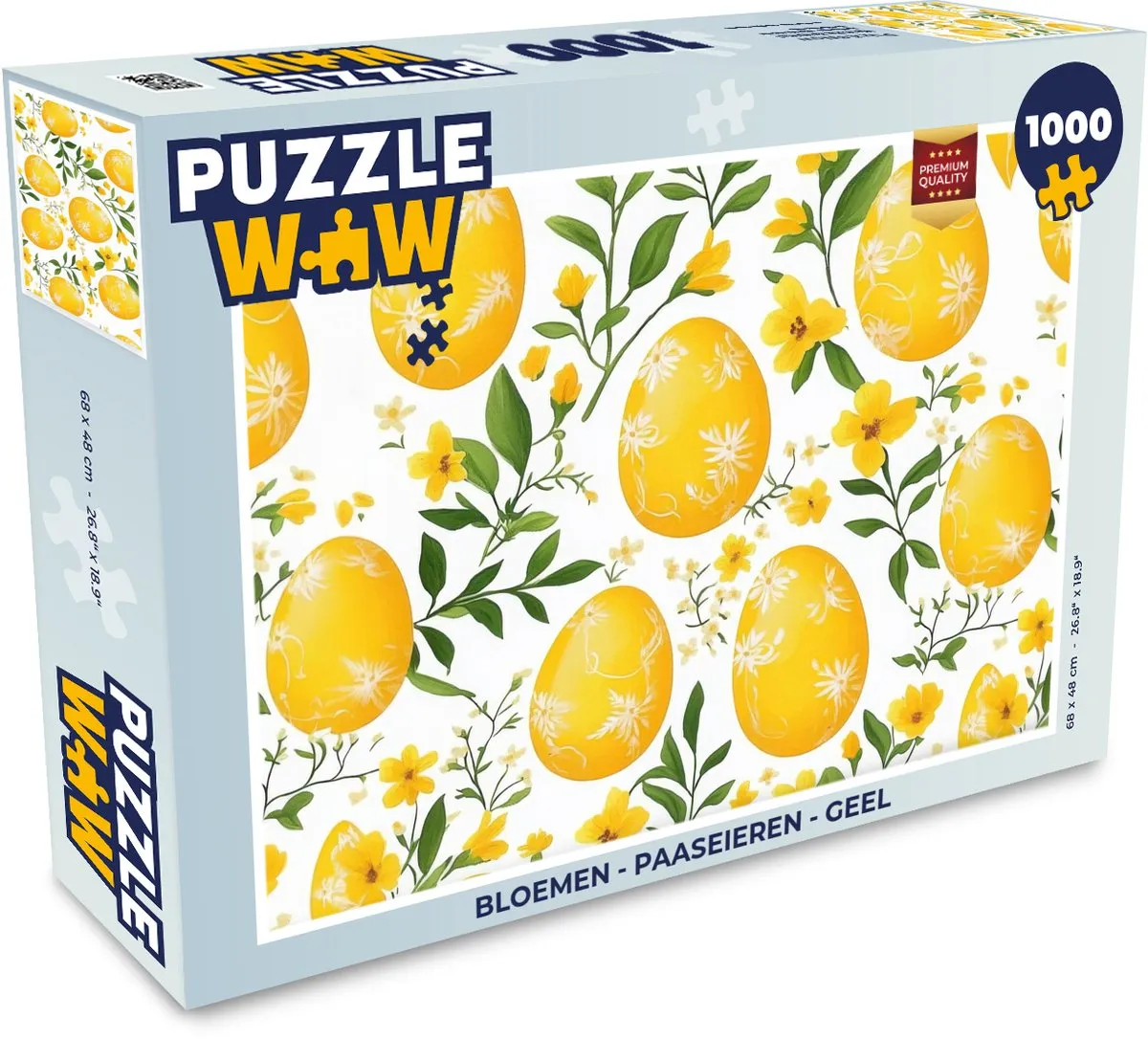 PuzzleWow Bloemen Paaseieren Legpuzzel 1000 Stuks - Geel