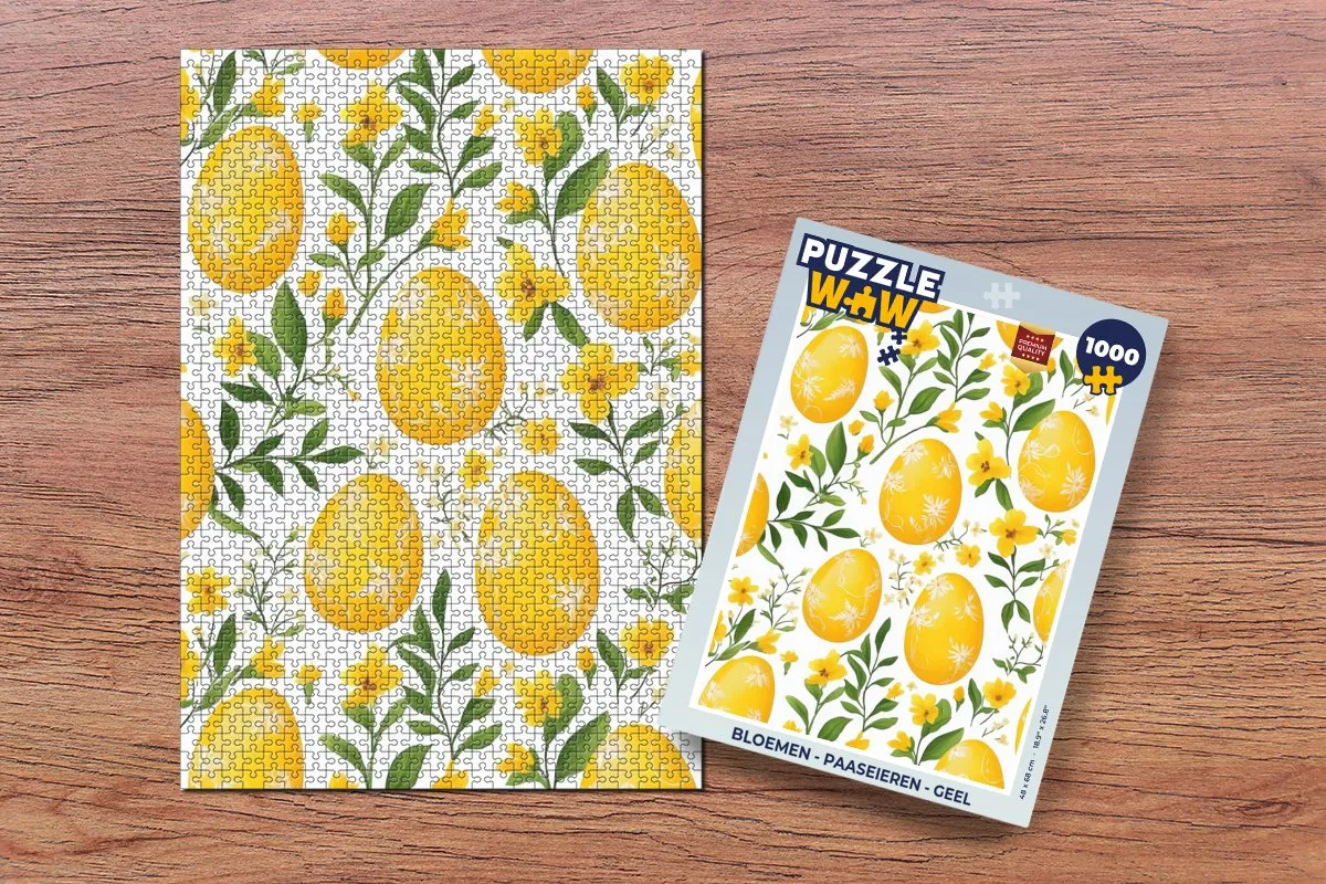 PuzzleWow Bloemen Paaseieren Legpuzzel 1000 Stuks - Geel