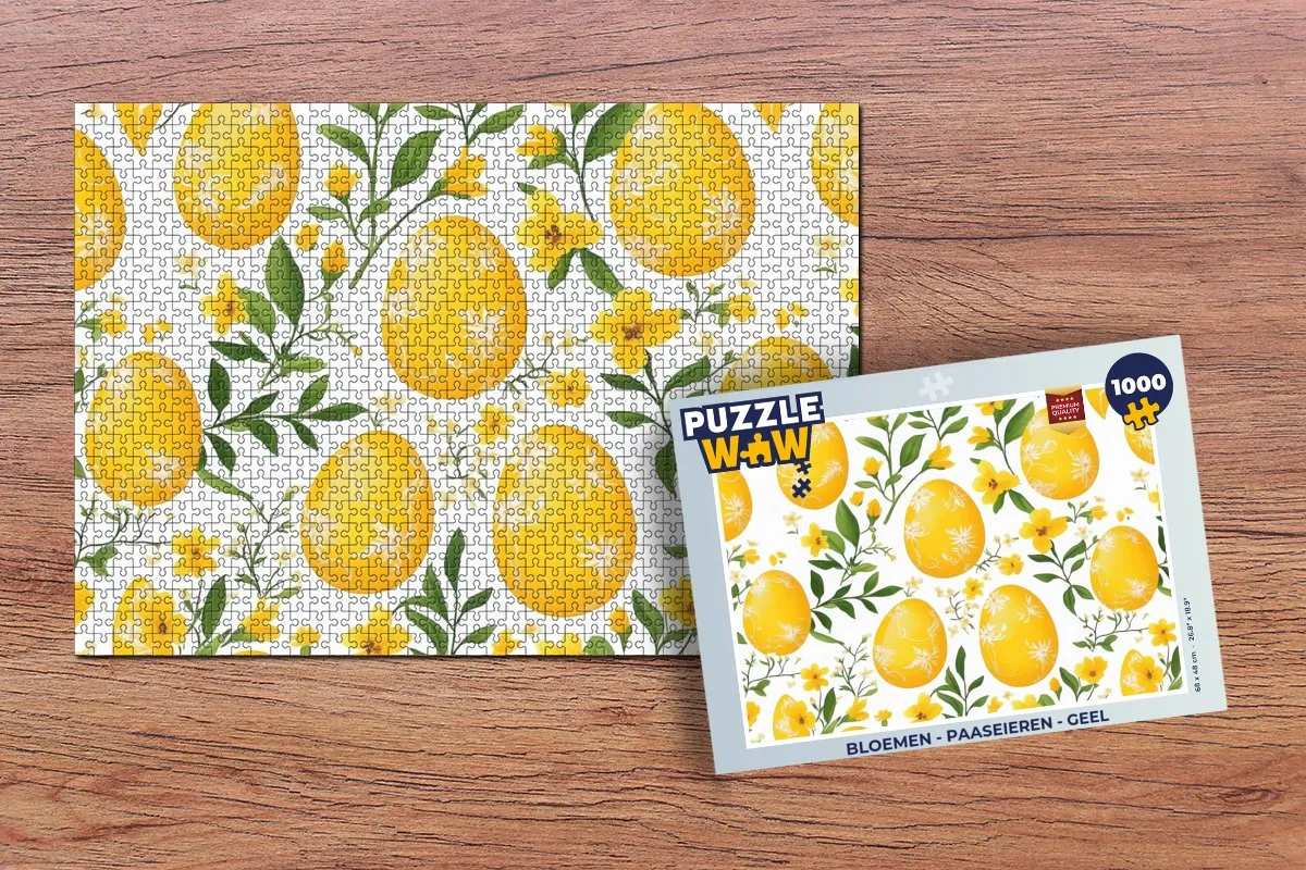 PuzzleWow Bloemen Paaseieren Legpuzzel 1000 Stuks - Geel