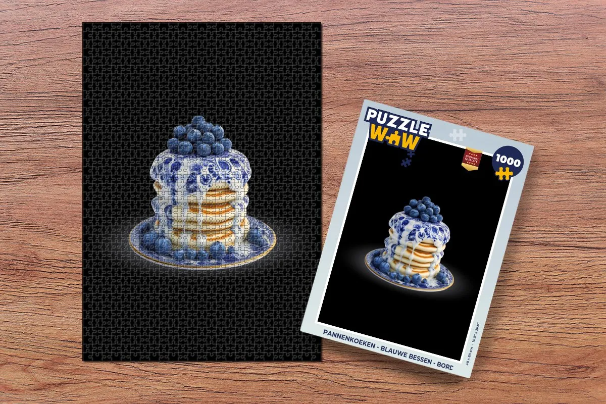 PuzzleWow Pannenkoeken Puzzel 1000 Stuks - Delftsblauw