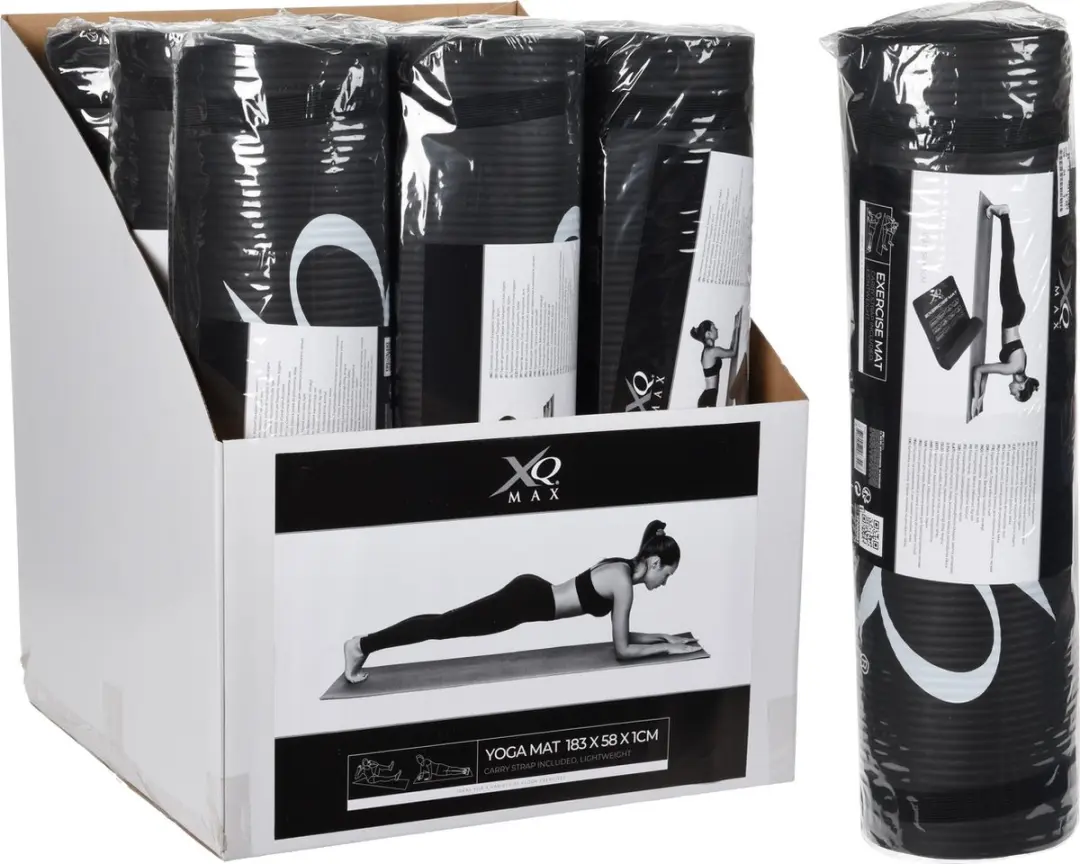 XQMax Yogamat 183x58cm - Zwart - afbeelding 4 van 5