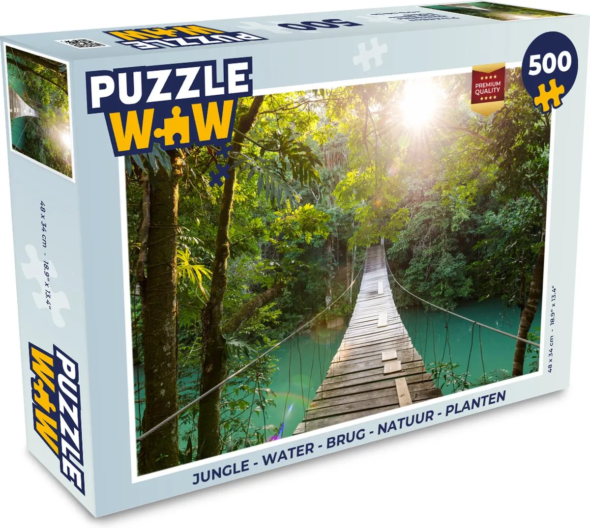 PuzzleWow Jungle Water Brug Natuur Planten Legpuzzel 500 Stuks - Multicolor
