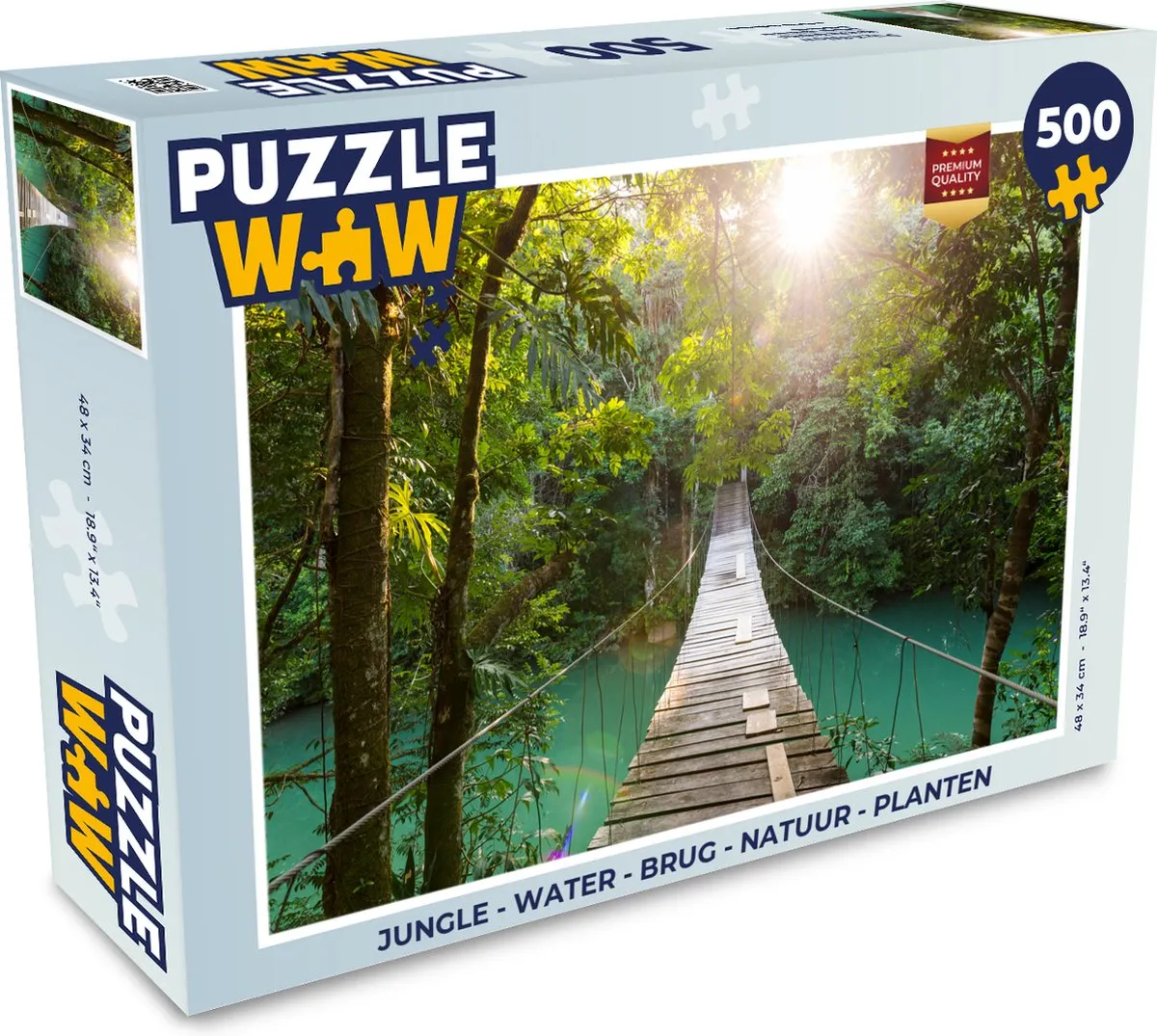 PuzzleWow Jungle Water Brug Natuur Planten Legpuzzel 500 Stuks