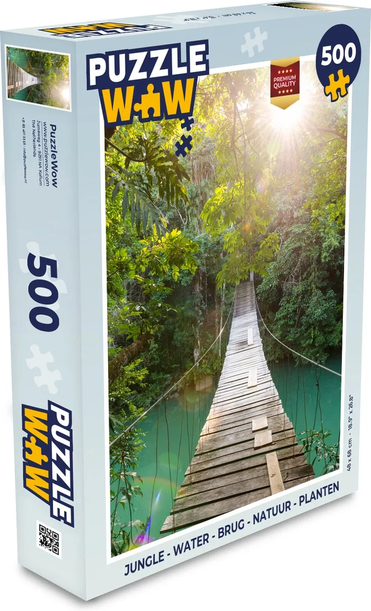 PuzzleWow Jungle Water Brug Natuur Planten Legpuzzel 500 Stuks - Multicolor