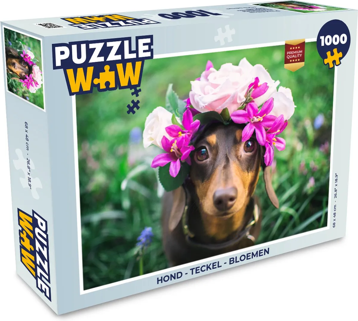 PuzzleWow Teckel Bloemen Legpuzzel 1000 Stuks