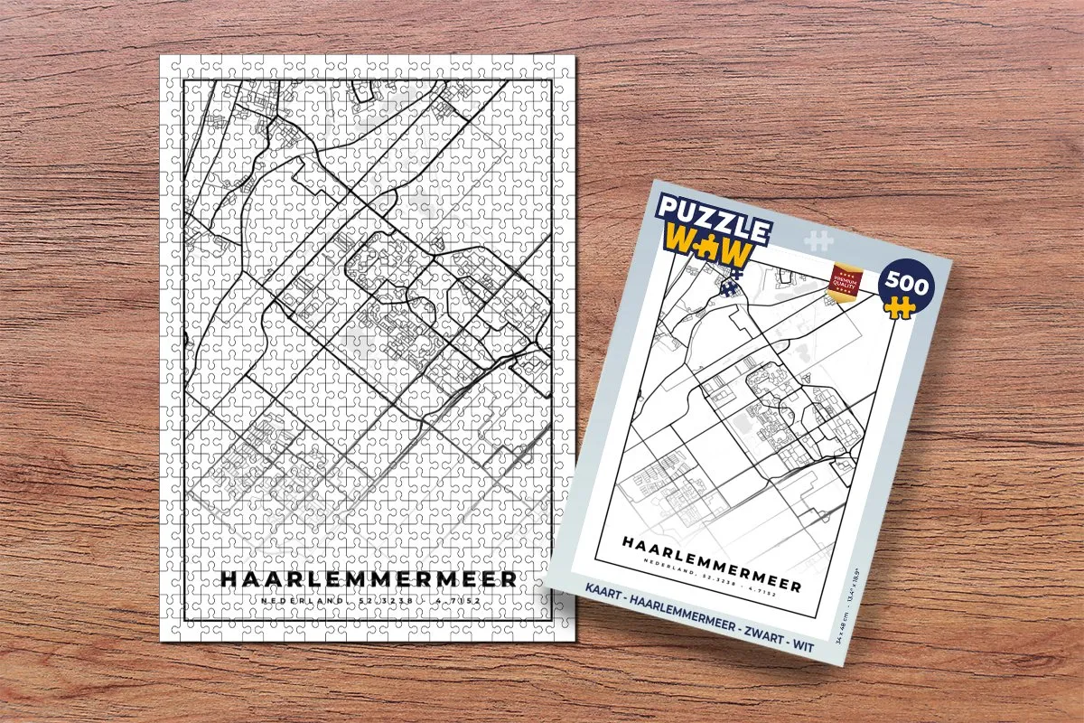 PuzzleWow Kaart Haarlemmermeer Legpuzzel 500 Stuks - Multicolor