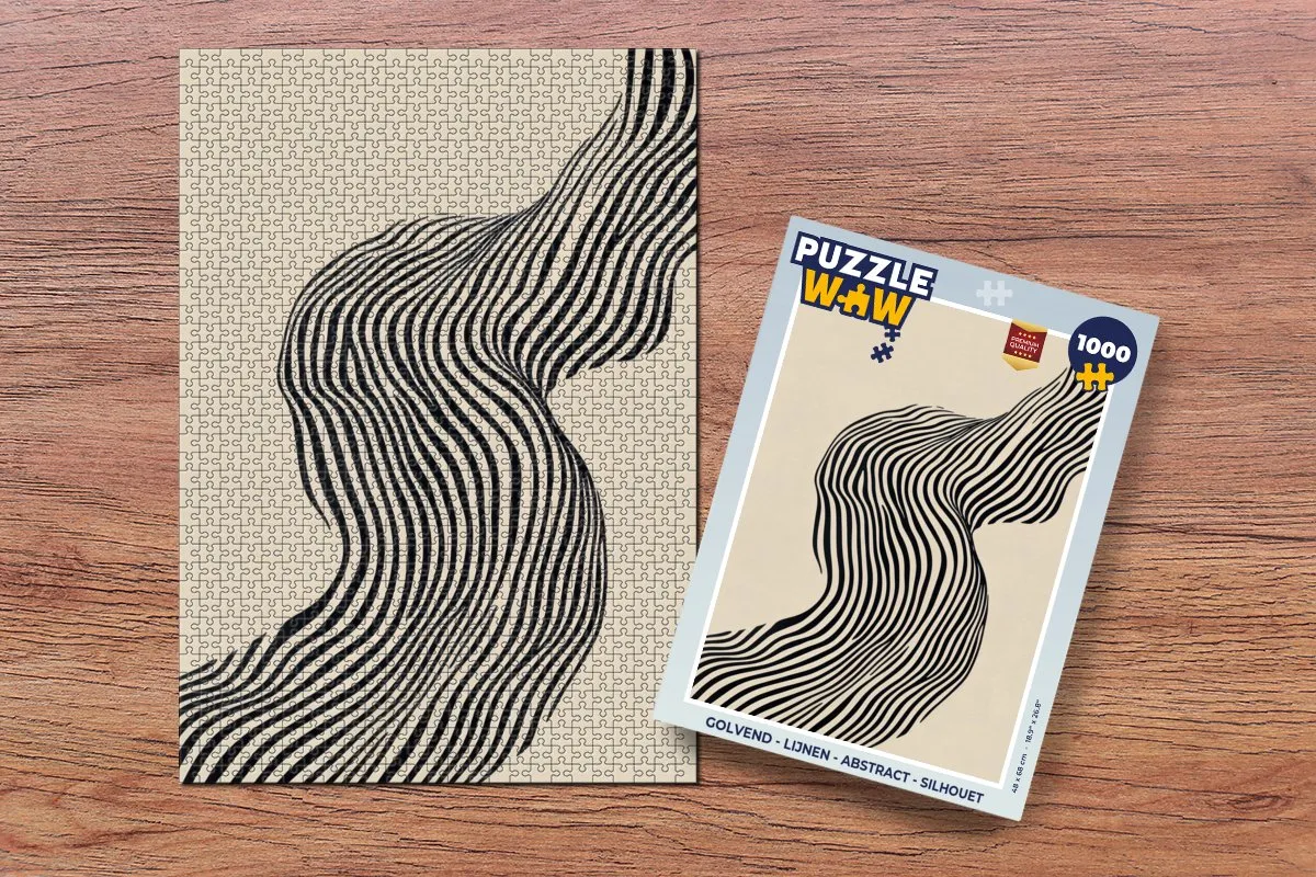 PuzzleWow Golvend Abstract Legpuzzel 1000 Stuks - Beige