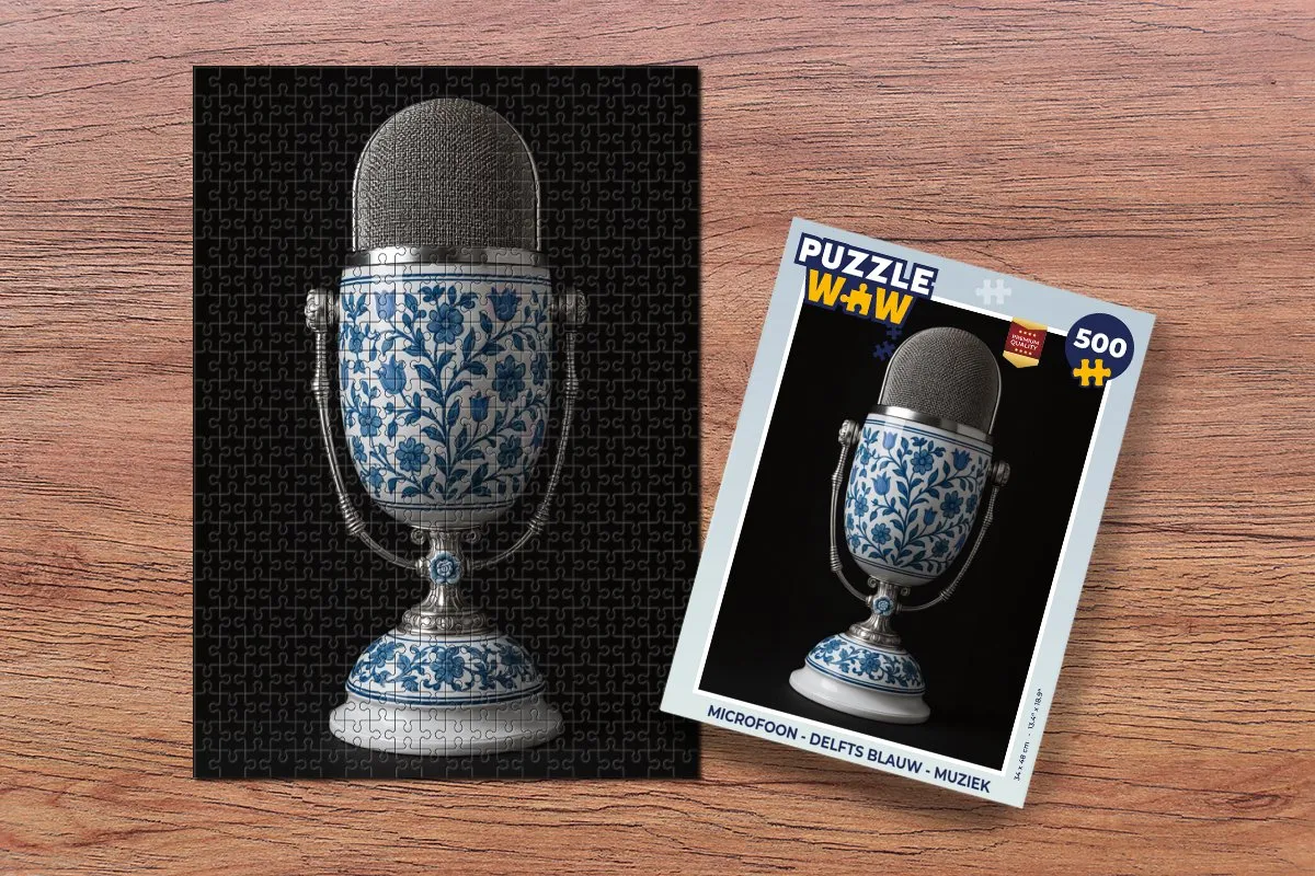 PuzzleWow Microfoon Legpuzzel 500 Stuks - Delfts blauw