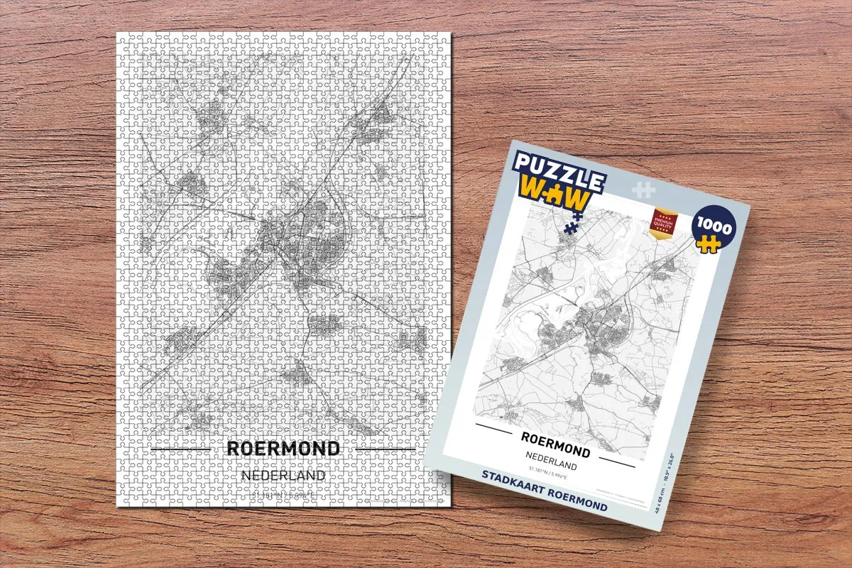 PuzzleWow Stadkaart Roermond Legpuzzel 1000 Stuks - Multicolor