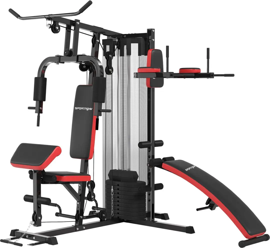 SPORTNOW Multifunctioneel Gymstation voor Diverse Oefeningen Staal, Kunstleer 22