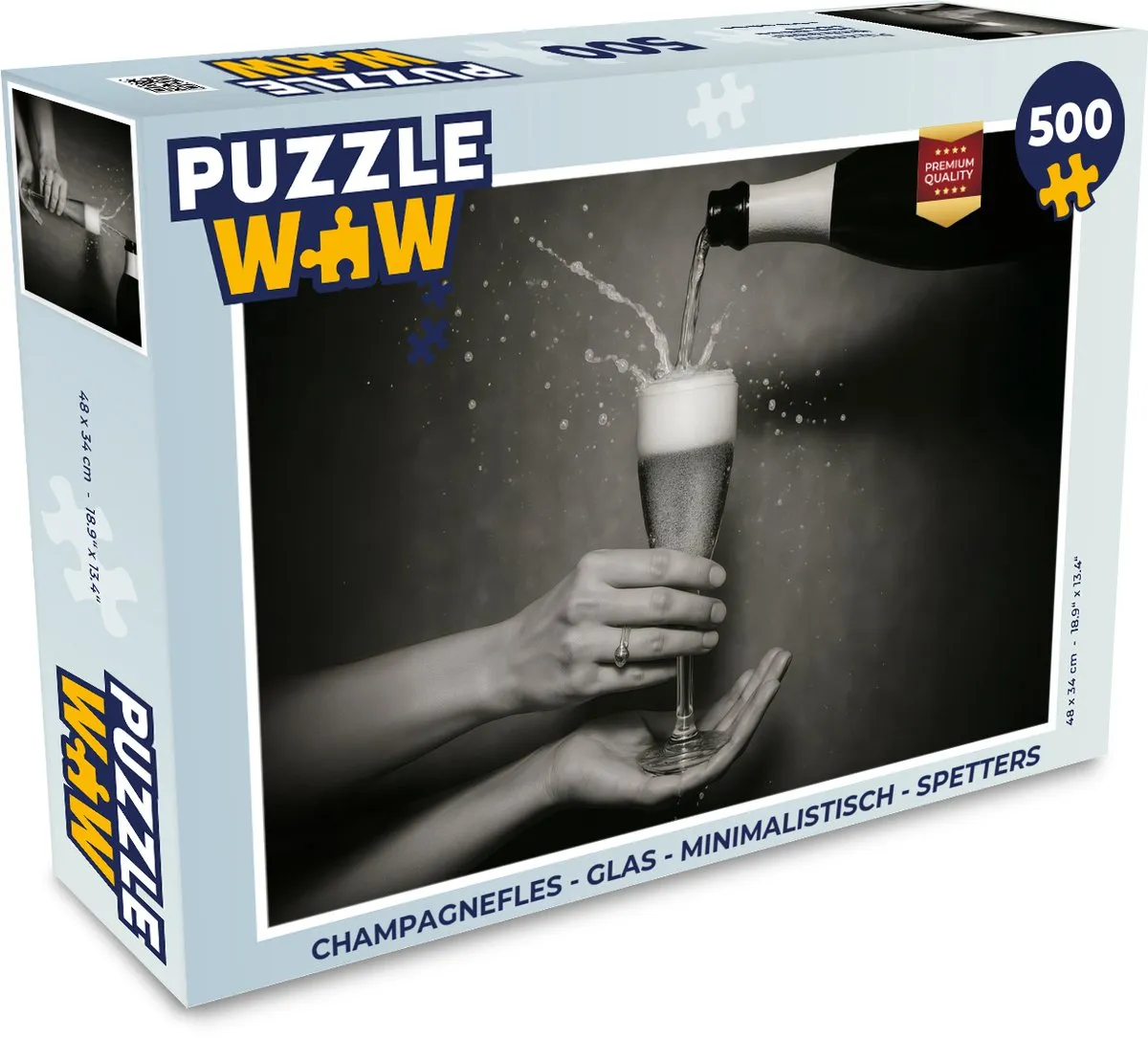 PuzzleWow Champagnefles Legpuzzel 500 Stuks - Spetters