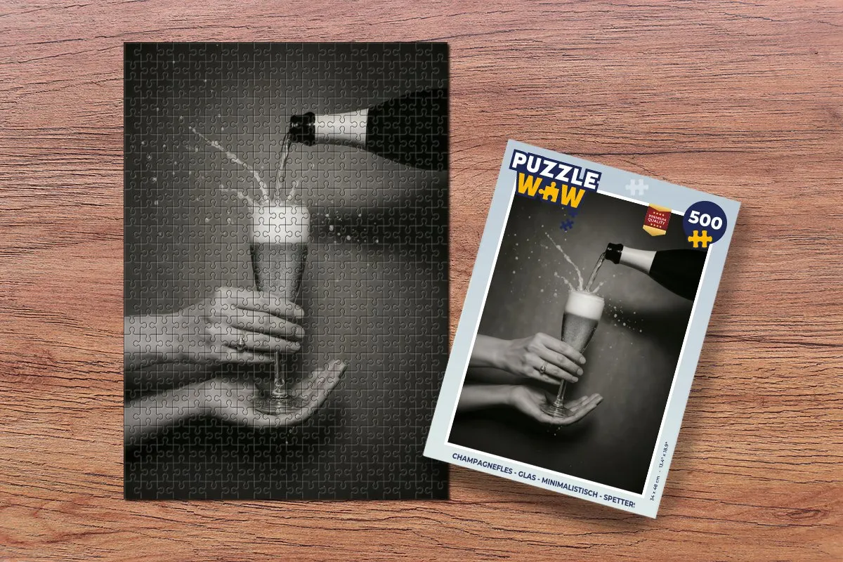 PuzzleWow Champagnefles Legpuzzel 500 Stuks - Spetters