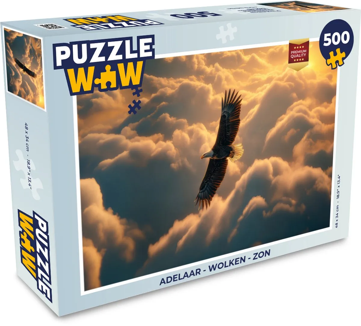 PuzzleWow Adelaar - Wolken - Zon Puzzle 500 Stuks