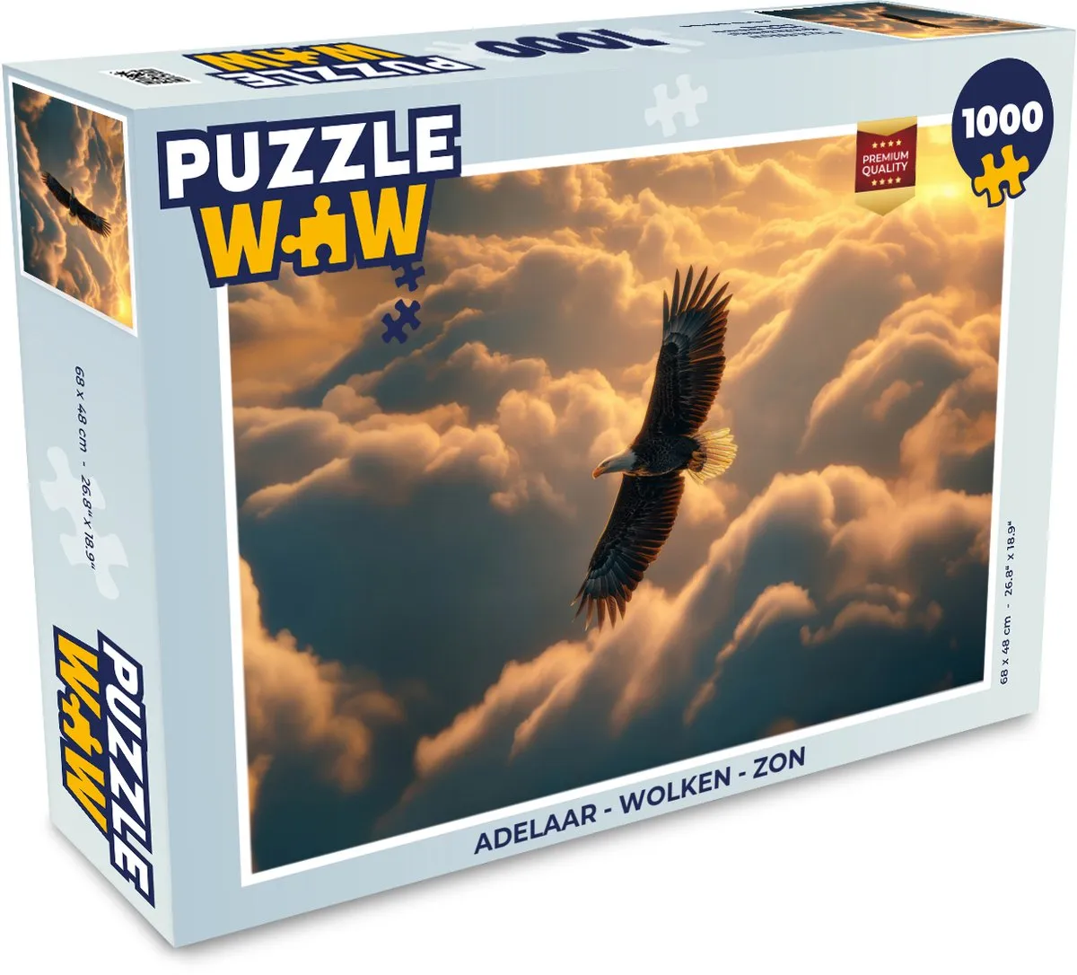 PuzzleWow Adelaar - Wolken - Zon Puzzle 500 Stuks