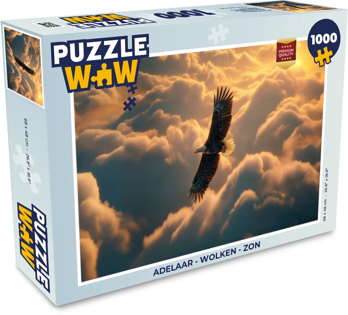 PuzzleWow Adelaar - Wolken - Zon Puzzle 500 Stuks