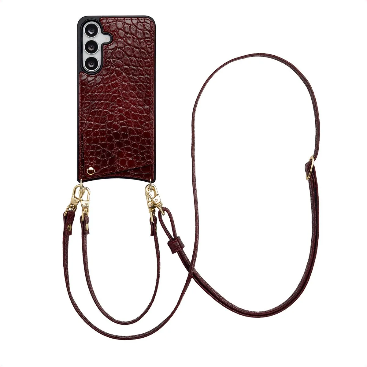 Selencia Croco Backcover Hoesje Samsung Galaxy S25 FE - 2 Pasjes - Donkerrood