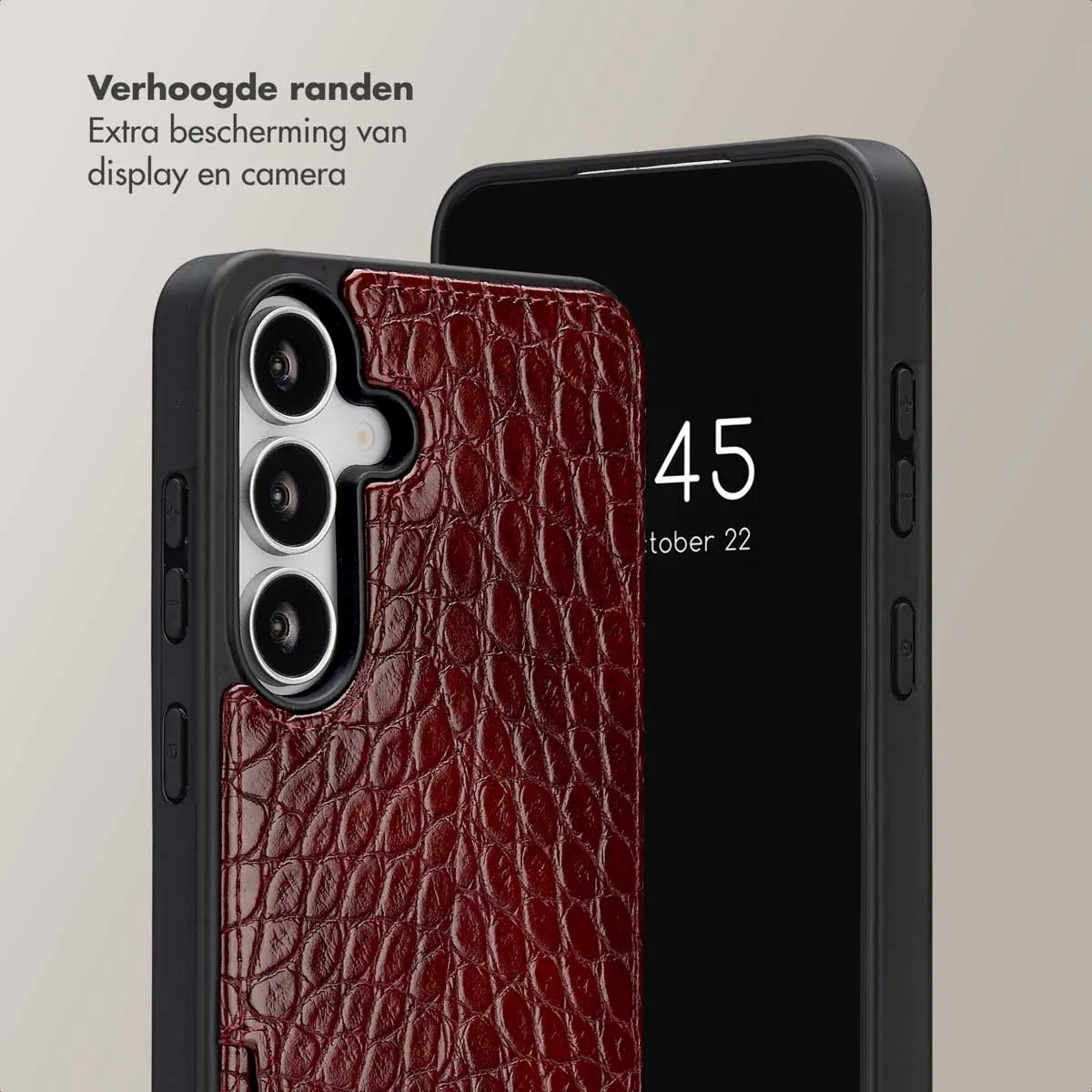 Selencia Croco Backcover Hoesje Samsung Galaxy S25 FE - 2 Pasjes - Donkerrood