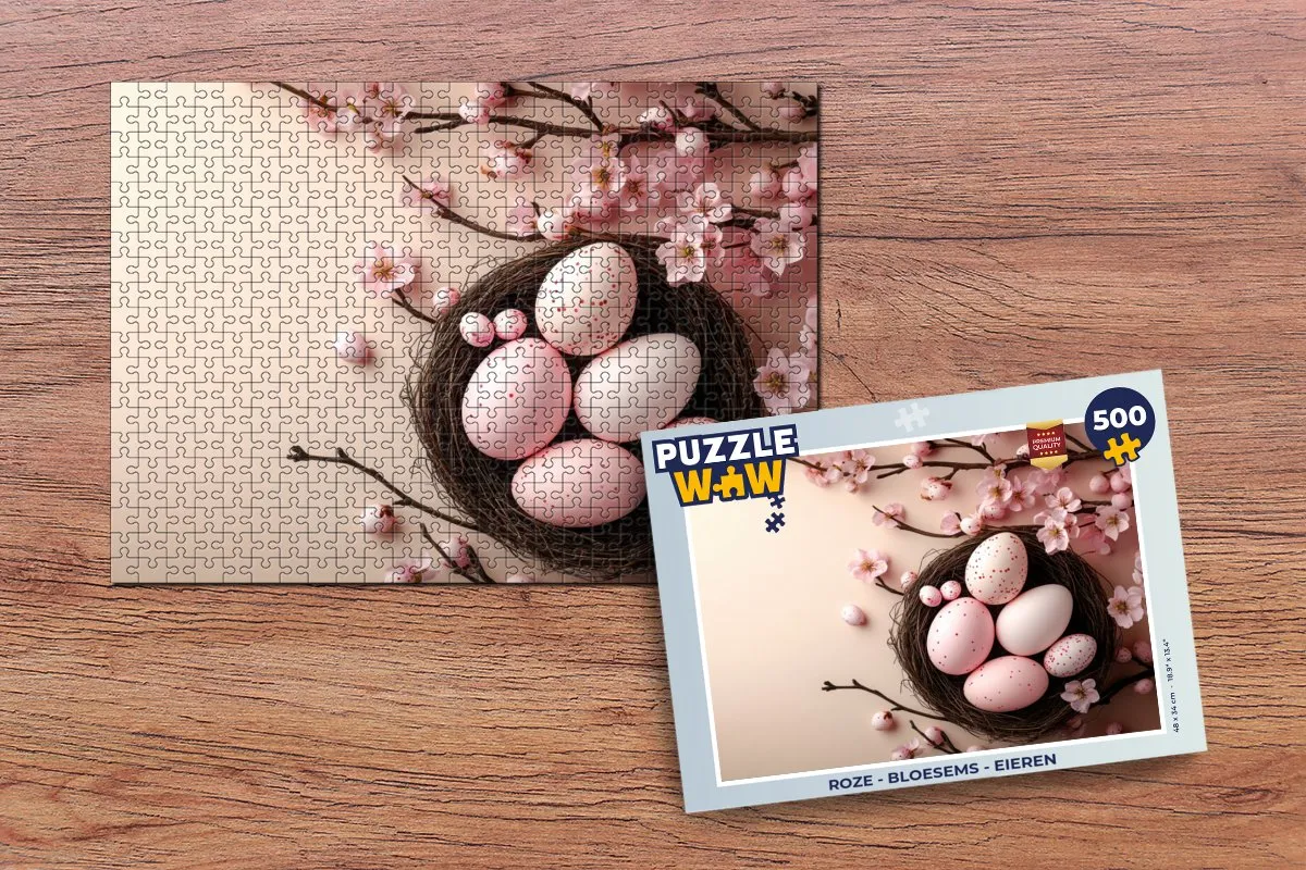 PuzzleWow Roze Bloesems Eieren Legpuzzel 500 Stuks - 8721172701824