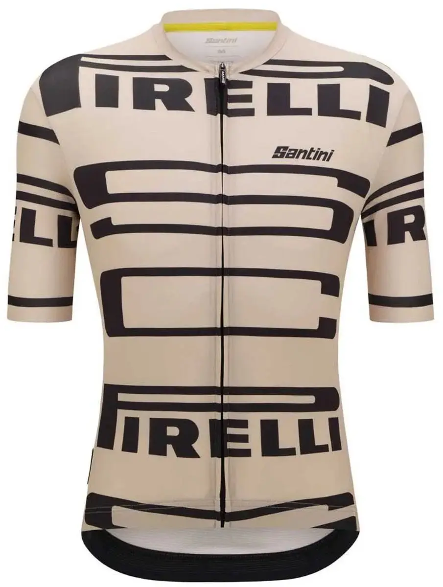 Santini Pirelli Korte Mouw Wielertrui Beige 2XL