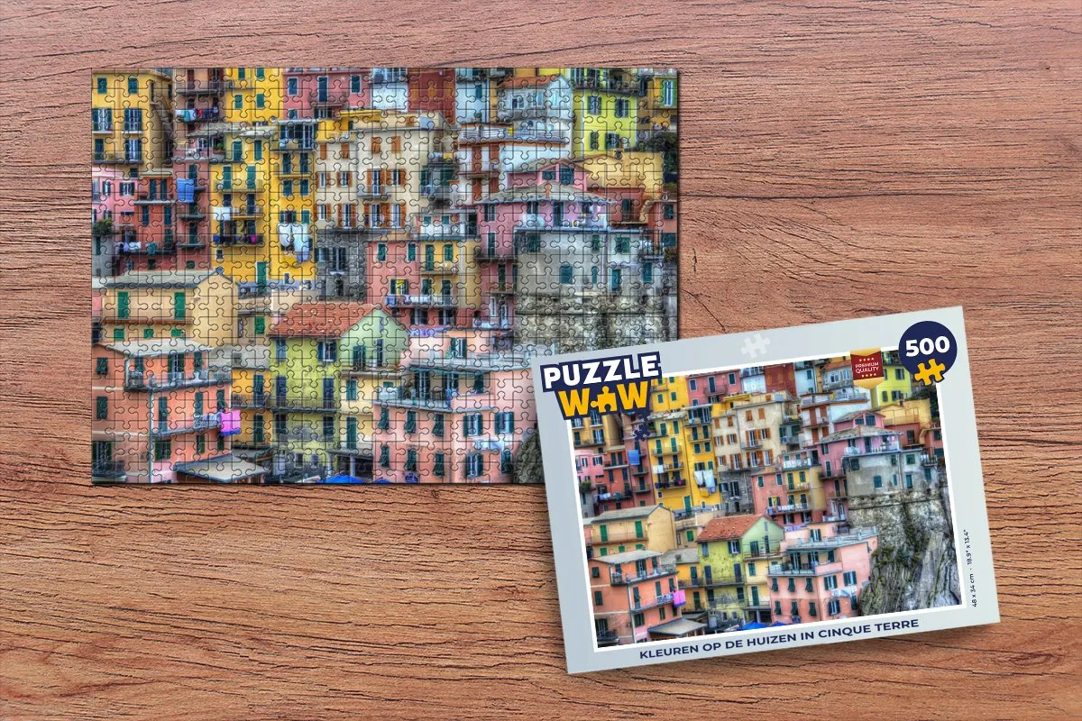 PuzzleWow Cinque Terre Legpuzzel 500 Stuks - Multicolor