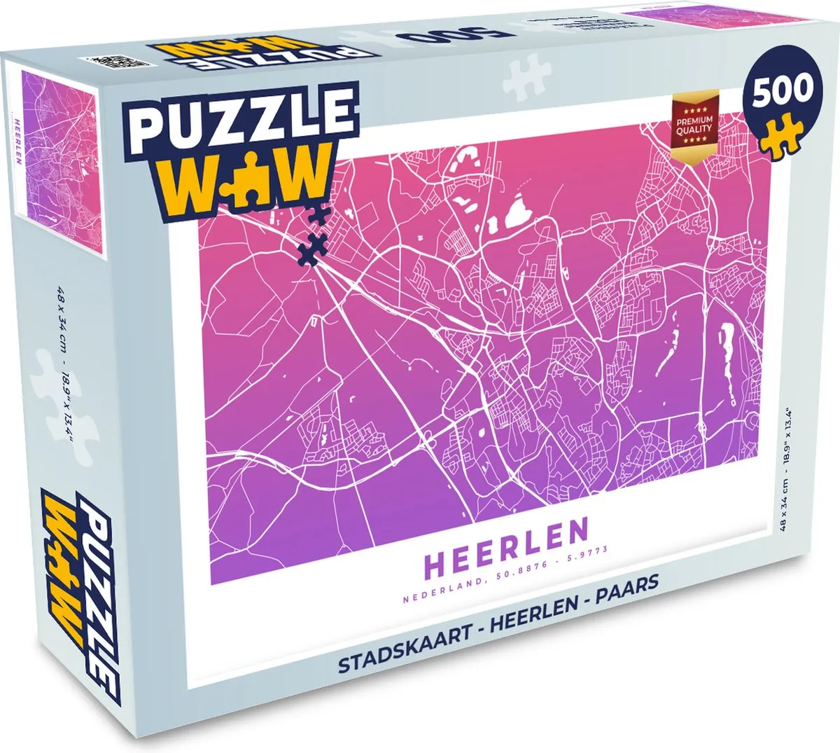 PuzzleWow Stadskaart Heerlen Legpuzzel 500 Stuks