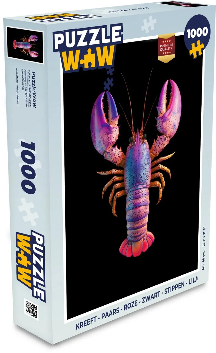 PuzzleWow Kreeft Legpuzzel 1000 Stuks - Paars/Rozet/Zwart