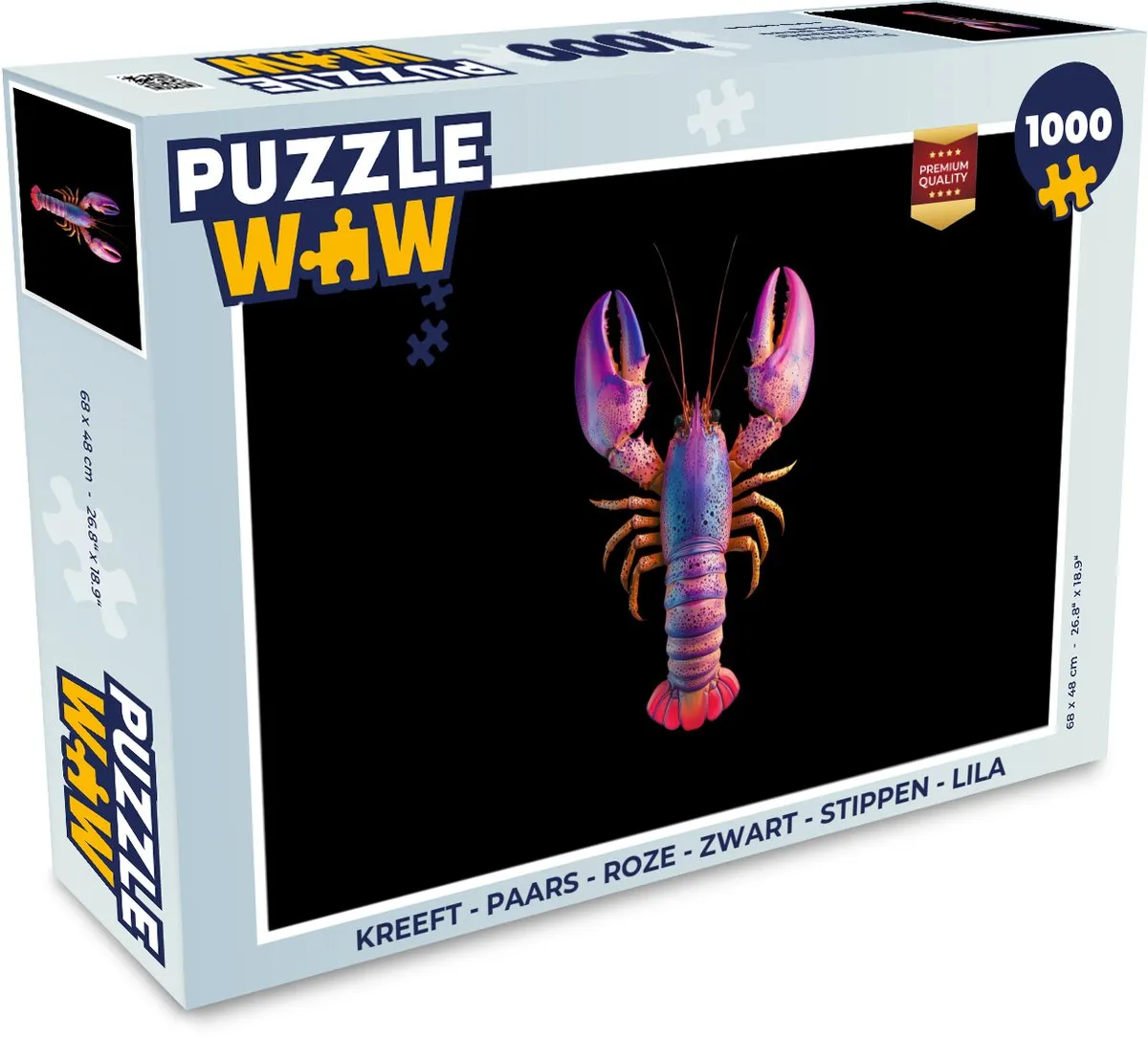 PuzzleWow Kreeft Legpuzzel 1000 Stuks - Paars/Rozet/Zwart