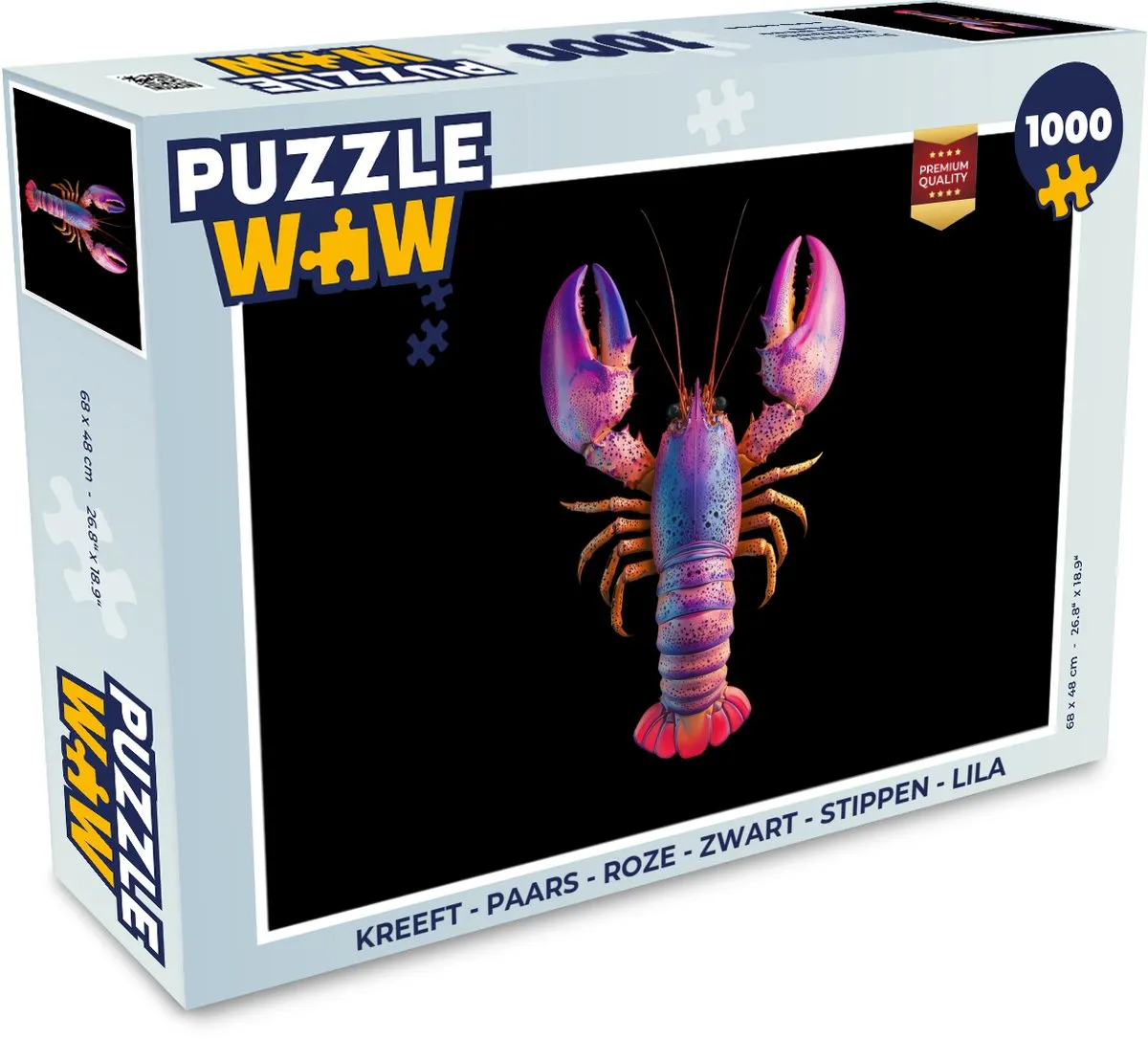 PuzzleWow Kreeft Legpuzzel 1000 Stuks - Paars/Rozet/Zwart