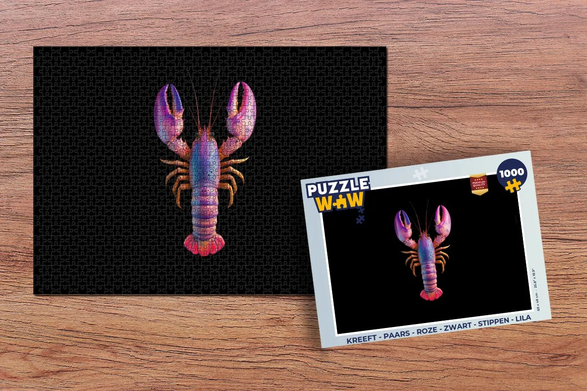 PuzzleWow Kreeft Legpuzzel 1000 Stuks - Paars/Rozet/Zwart