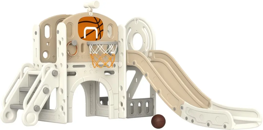 AIYAPLAY Kids Slide Kunststoff 186L x 153B x 111H cm Cremeweiß