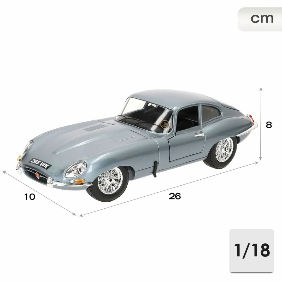 Bburago Jaguar E-Type Coupe 1:18 - Zilver - afbeelding 4 van 6