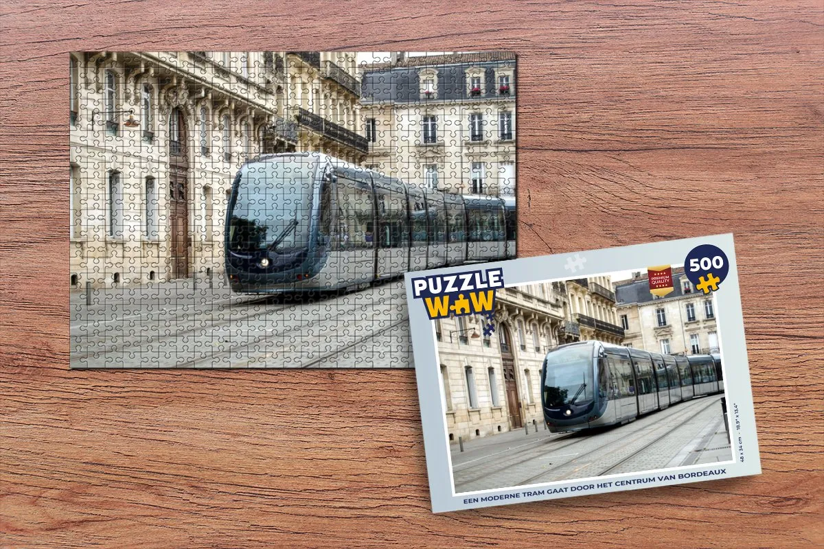 PuzzleWow Bordeaux Tram Legpuzzel 500 Stuks - Multicolor