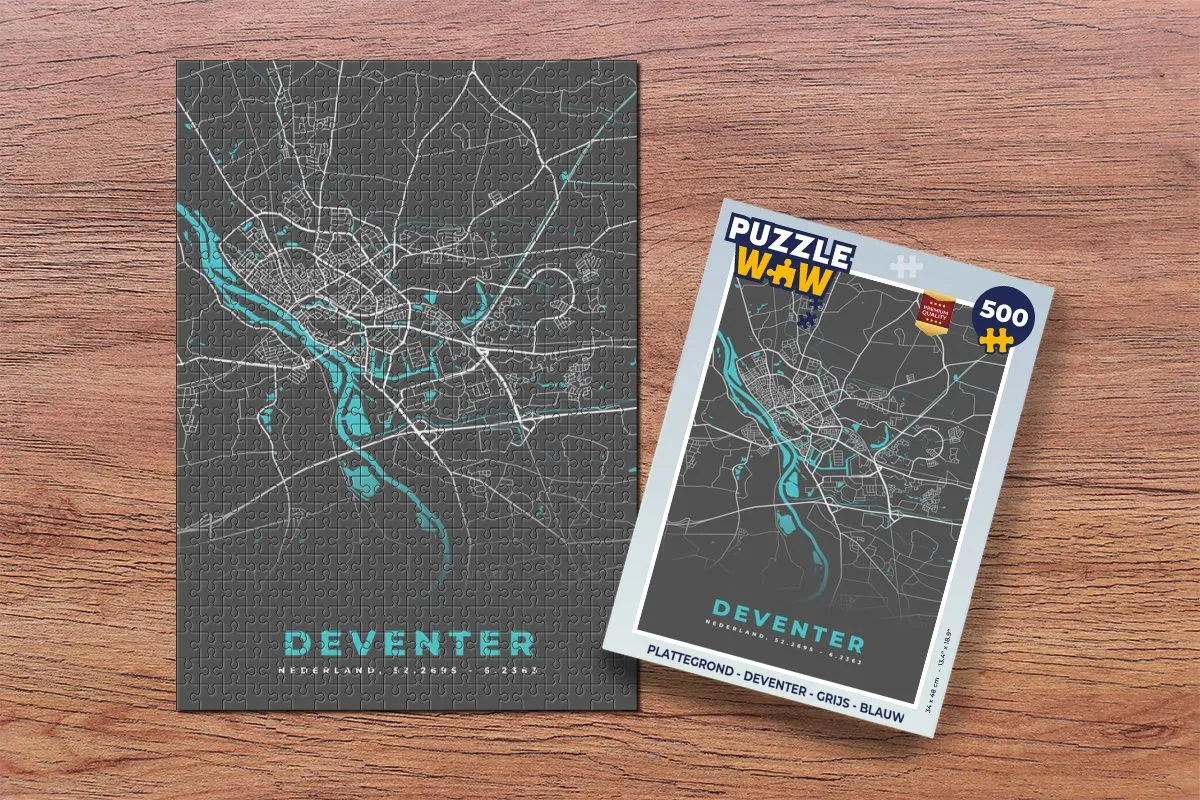 PuzzleWow Deventer Legpuzzel 500 Stuks - Stadskaart Multicolor