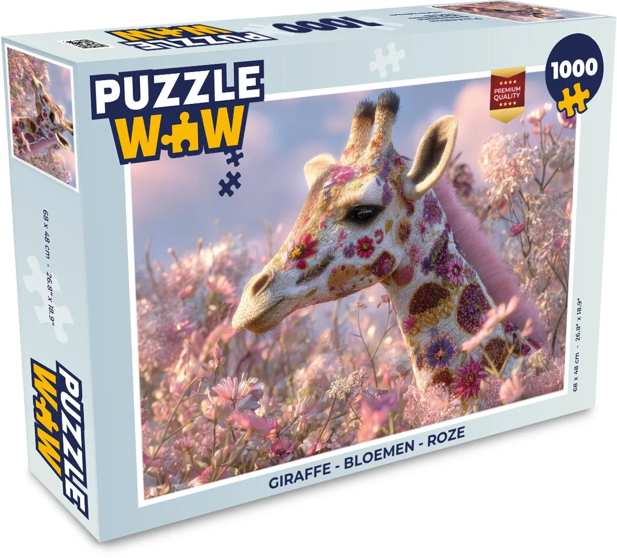 PuzzleWow Giraffe Bloemen Legpuzzel 1000 Stuks