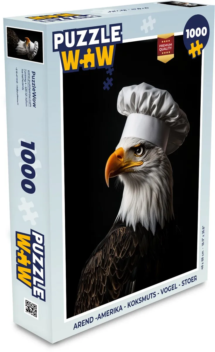 PuzzleWow Arend Amerika Koksmuts Legpuzzel 1000 Stuks - Zwart